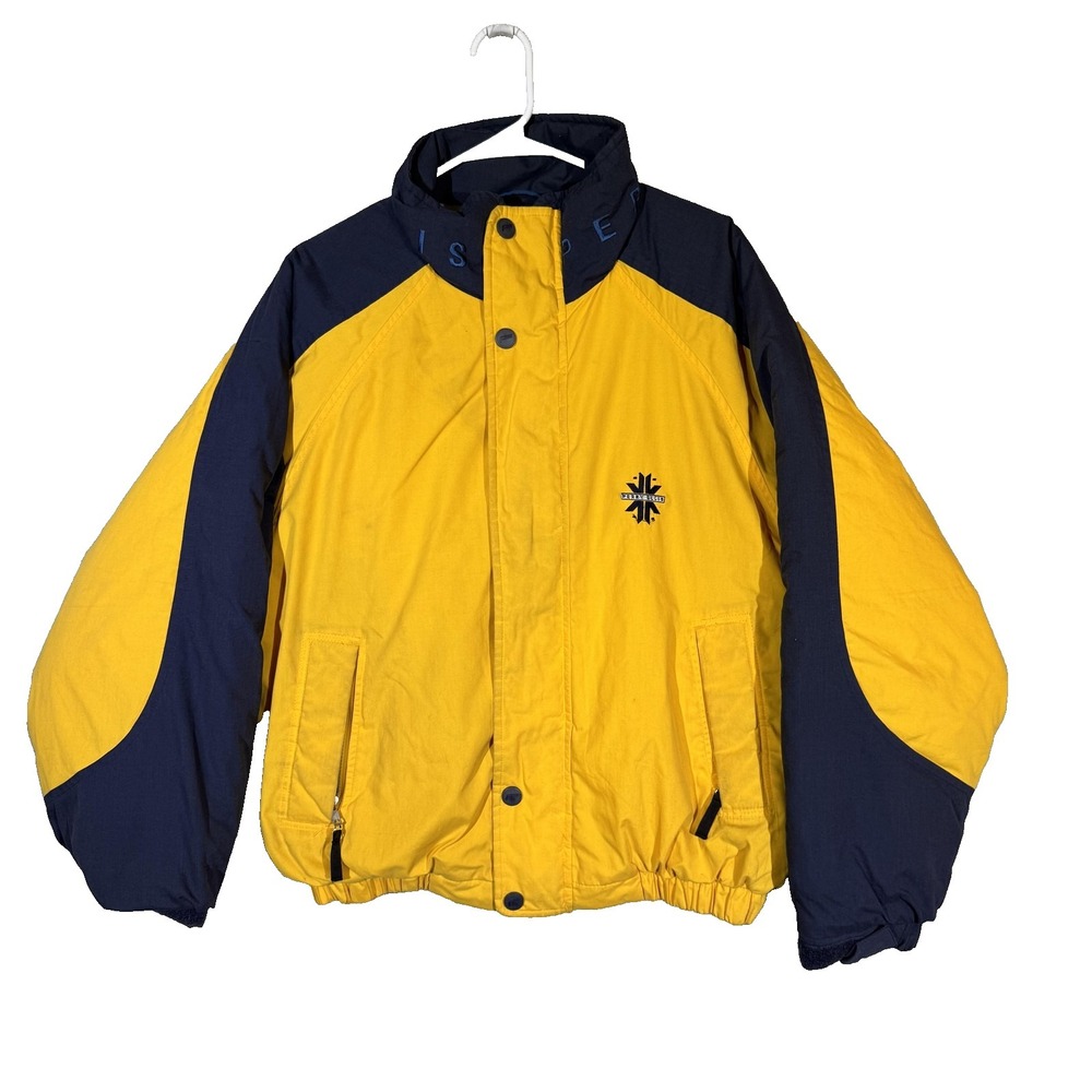Perry Ellis Jacket Mens Medium Yellow Navy Ski Snowboard Insulated Coat